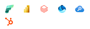 Mircrosoft Fabric, Power BI, Databricks, OneLake, Azure AI Search, HubSpot