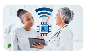 A patient and provider discussing an appointment with ambient dictation