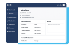 Mockup of an EHR with John Doe as the patient